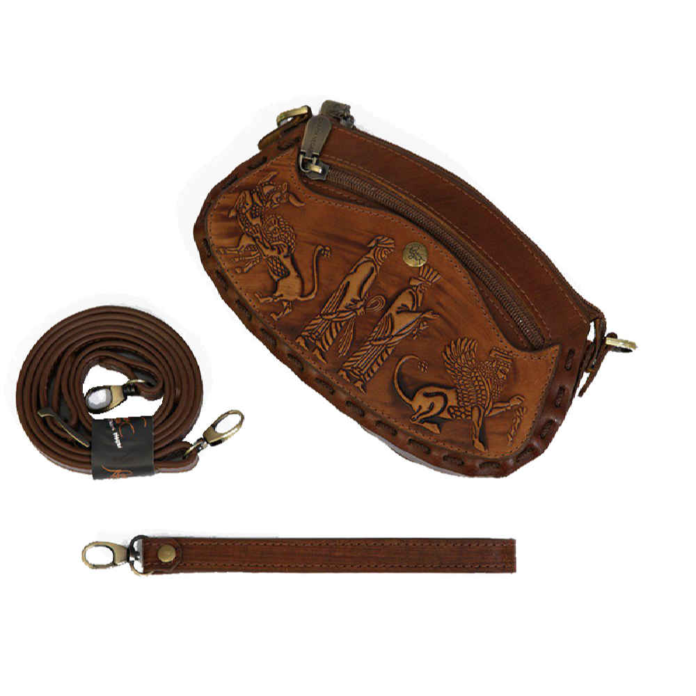 Sac bandoulière en cuir véritable fait main – Édition Hakhamanesh