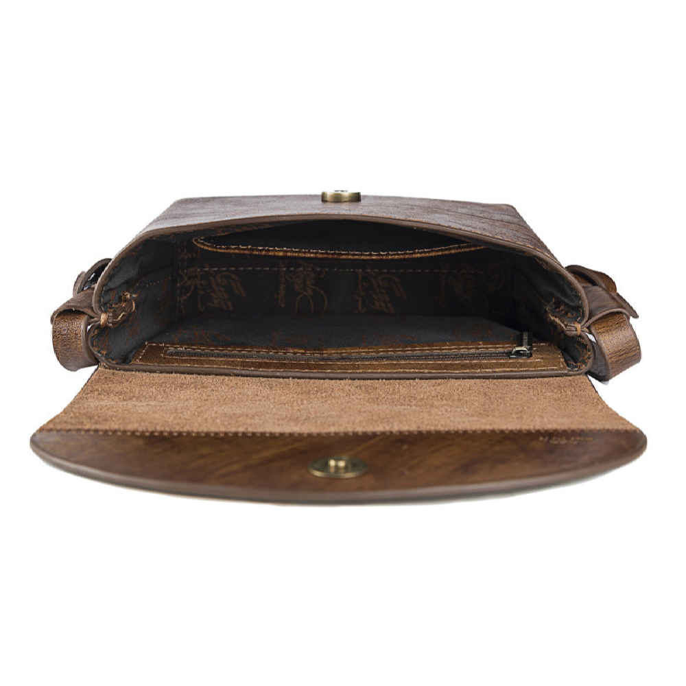 Sac bandoulière en cuir véritable fait main – Calligraphie persane Rasa