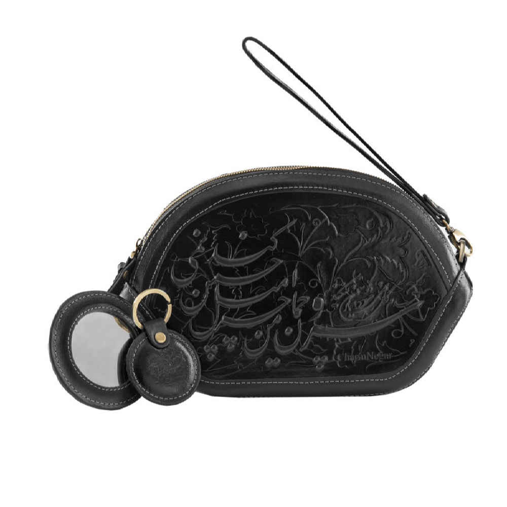 Sac bandoulière en cuir véritable fait main - Calligraphie persane Tamana