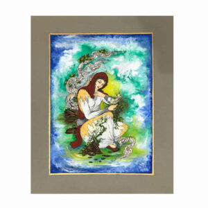 Peinture d’art miniature persan originale : Aquarelle – Femmes par Rasoul Motamedi
