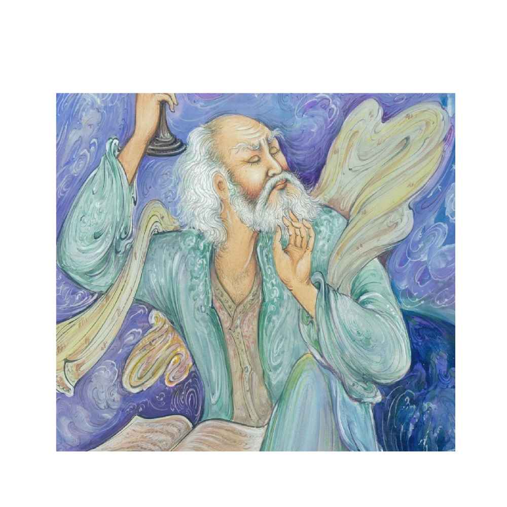 Peinture d’art miniature persan originale : Aquarelle sur carton – Adab par Rasoul Motamedi