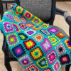 Plaid au Crochet pour Canapé et Lit Motif Bohème à Carreaux Delara