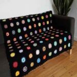 Plaid au Crochet pour Canapé et Lit Motif Bohème à Carreaux Ronak