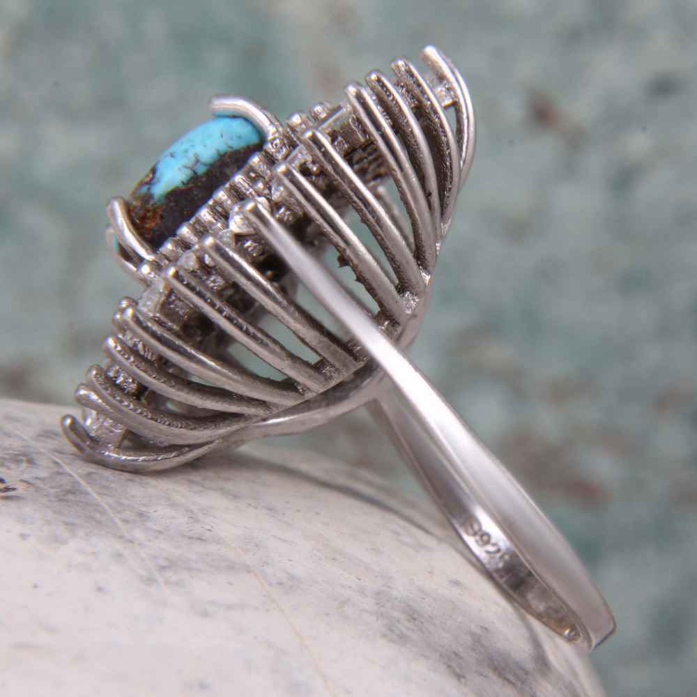 Bague en Argent Persan pour Femme avec Turquoise de Neyshabur Farima