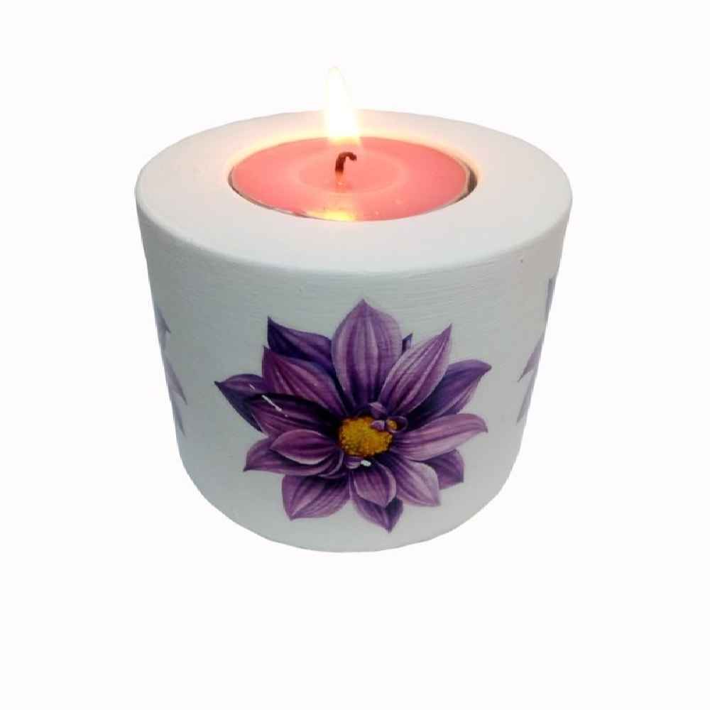 Ensemble de 2 porte-bougies en plâtre modèle Flower