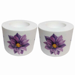 Ensemble de 2 porte-bougies en plâtre modèle Flower