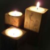 Porte-bougie cube en bois solide ensemble de 3 / Vase