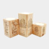 Porte-bougie cube en bois solide ensemble de 3 / Never Give Up