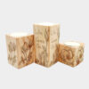 Porte-bougie cube en bois solide ensemble de 3 / Rose