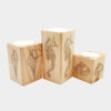 Porte-bougie cube en bois solide ensemble de 3 / Shell