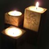 Porte-bougie cube en bois solide ensemble de 3 / Sokot