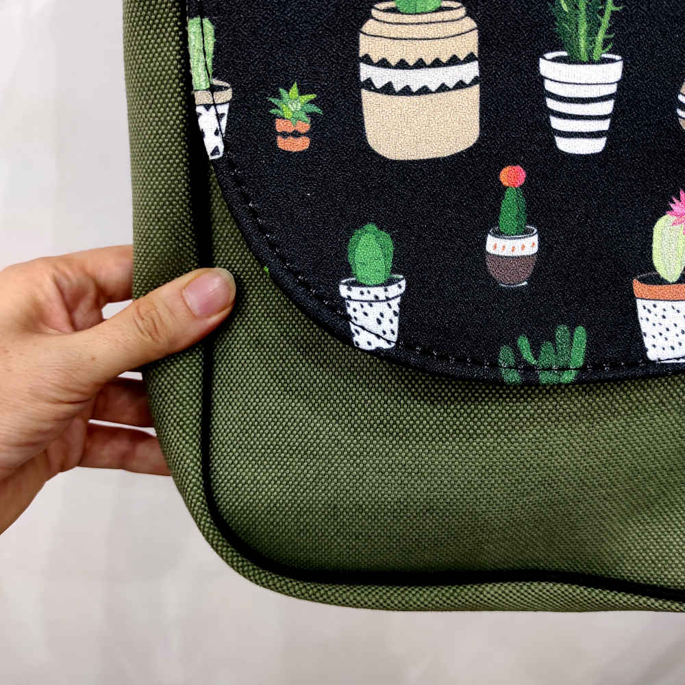 Ensemble sac bandoulière boho et écharpe avec design cactus