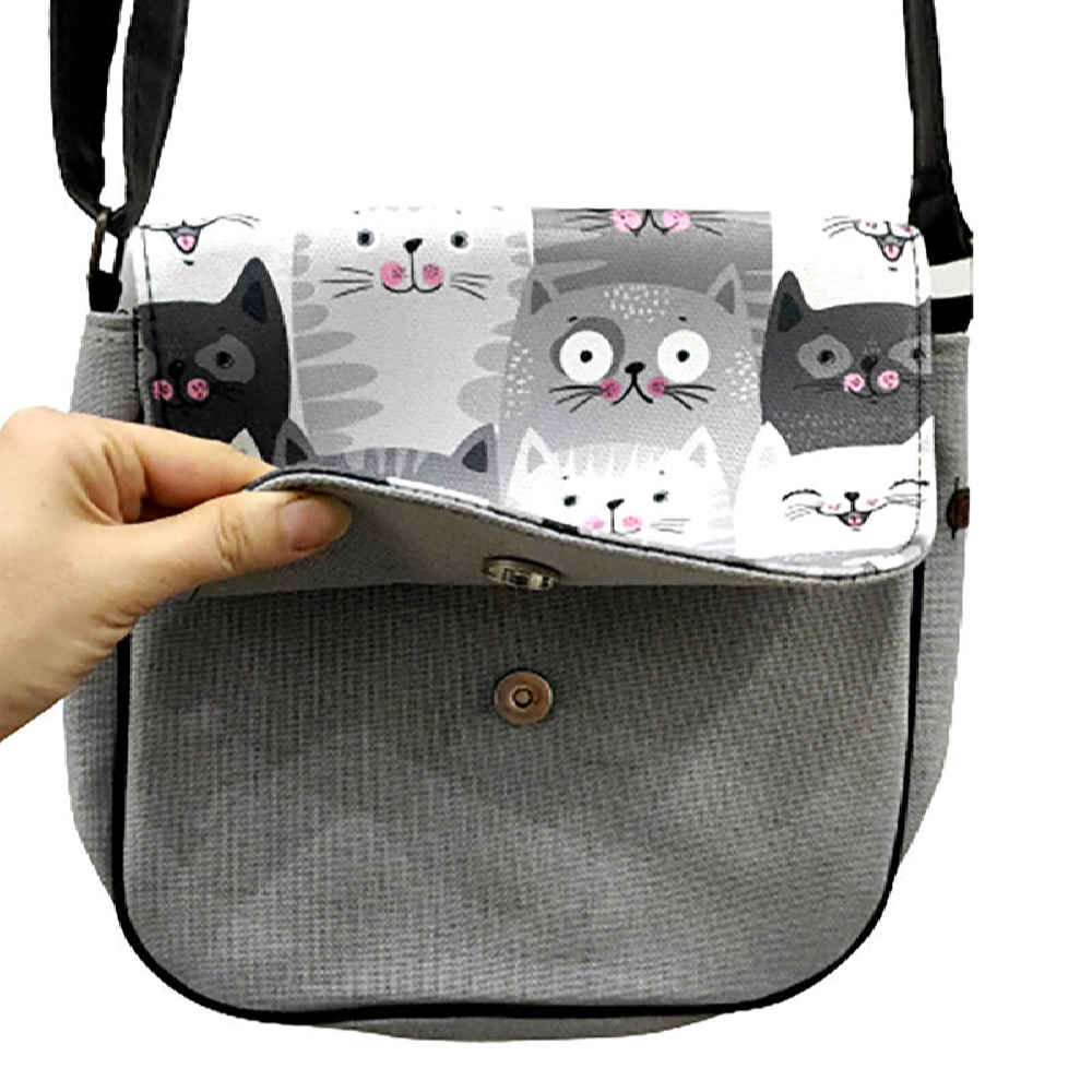 Ensemble sac bandoulière boho et écharpe avec motif chat mignon