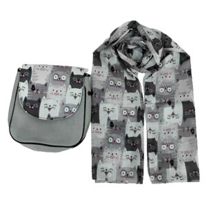 Ensemble sac bandoulière boho et écharpe avec motif chat mignon