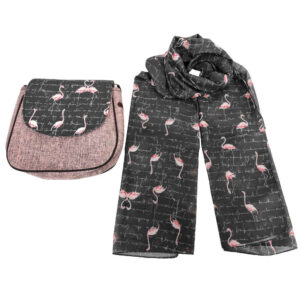 Ensemble sac bandoulière boho et écharpe avec design flamant rose