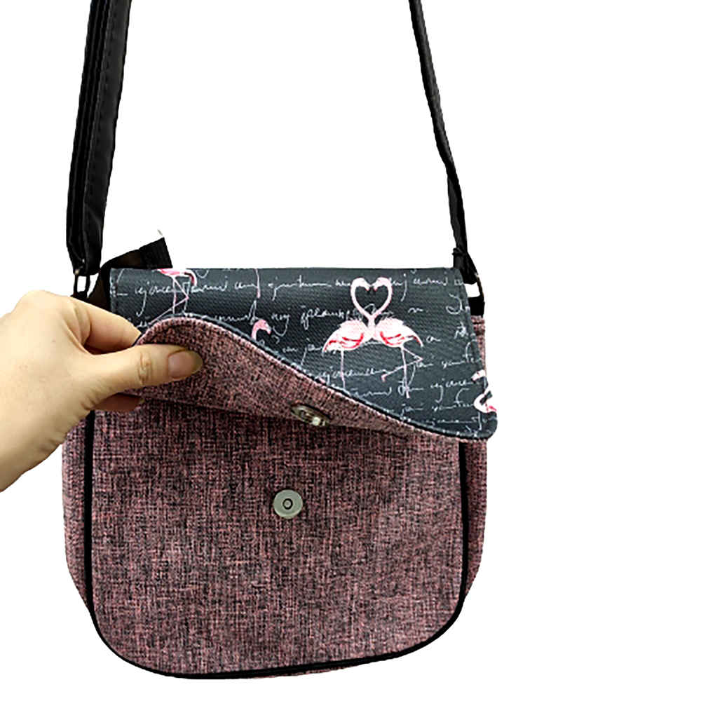 Ensemble sac bandoulière boho et écharpe avec design flamant rose