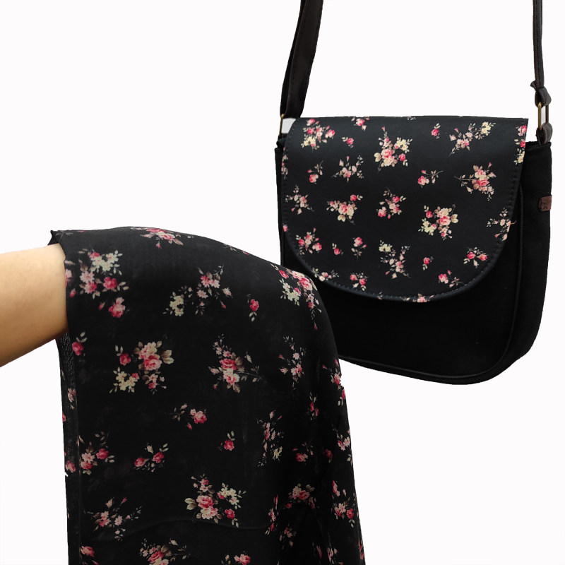 Ensemble sac bandoulière boho et écharpe avec design rose