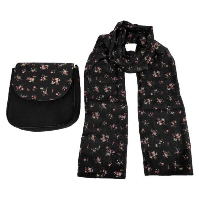 Ensemble sac bandoulière boho et écharpe avec design rose