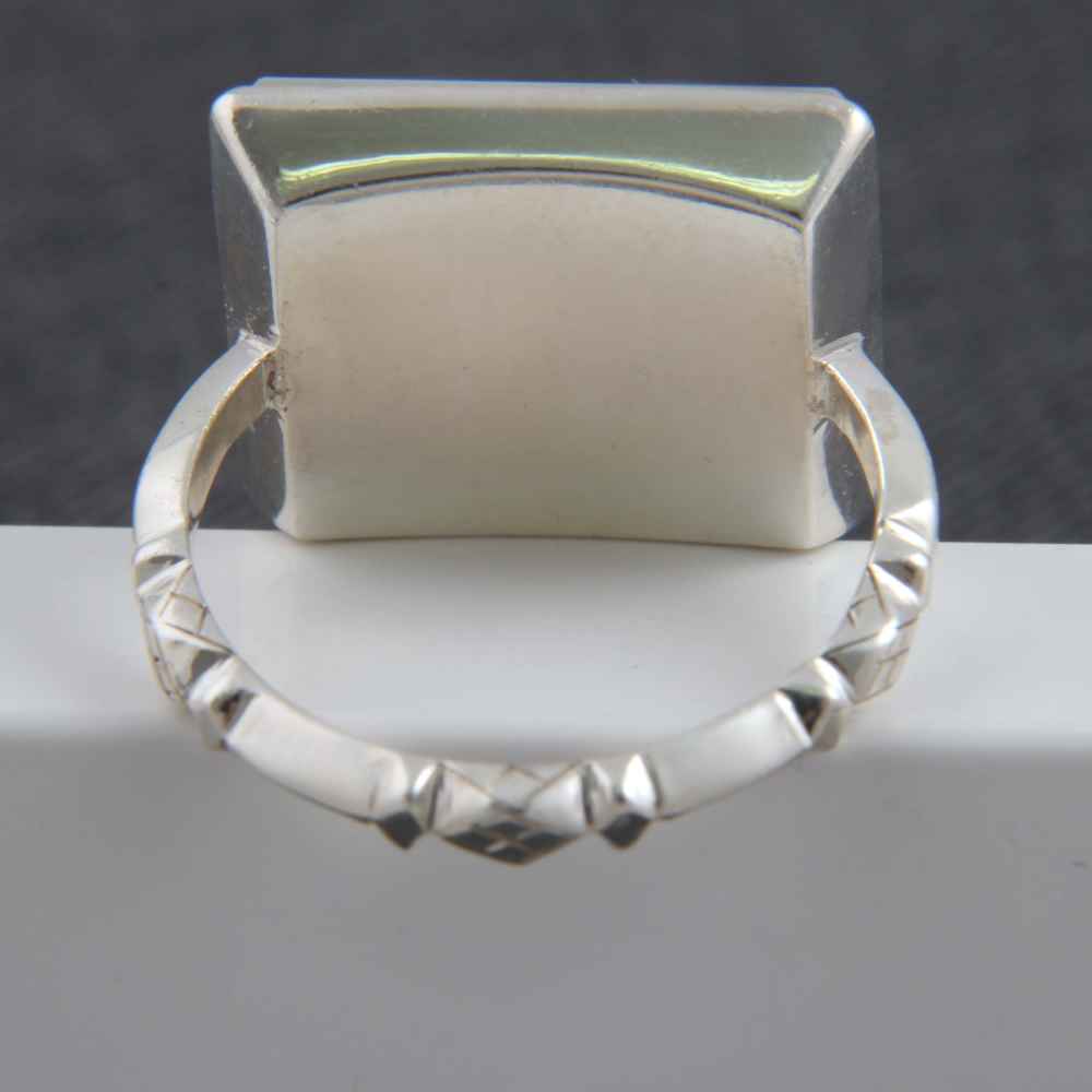 Persischer Dendritischer Achat Shajar Silberring für Herren Rambod