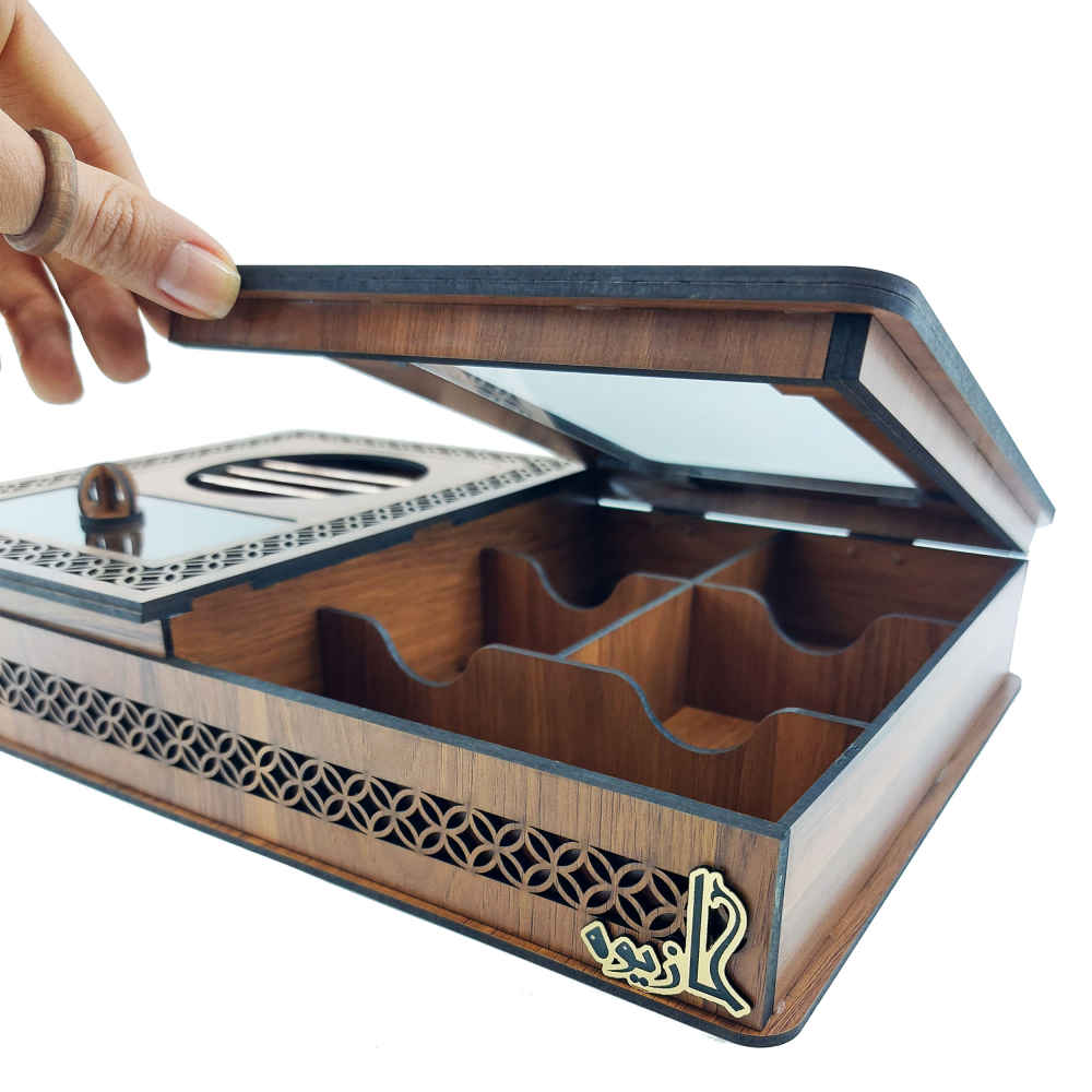 Boîte de Rangement pour Sachets de Thé en Bois avec Chauffe-Sachet Afra