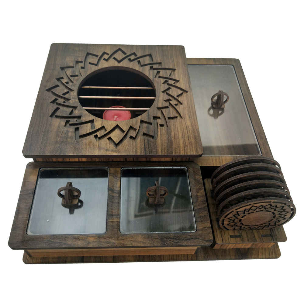 Boîte de Rangement pour Sachets de Thé en Bois avec Chauffe-Sachet Aryana