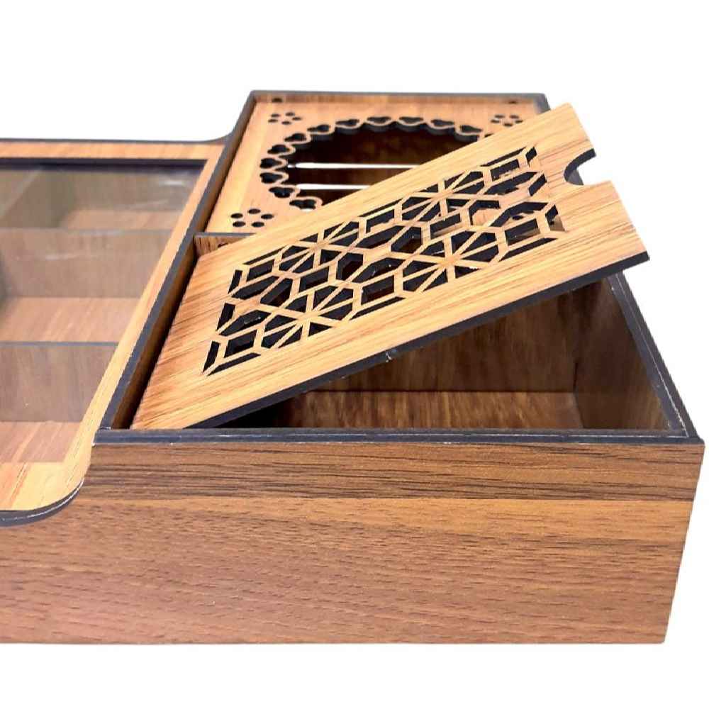 Boîte de Rangement pour Sachets de Thé en Bois avec Chauffe-Sachet Maneli