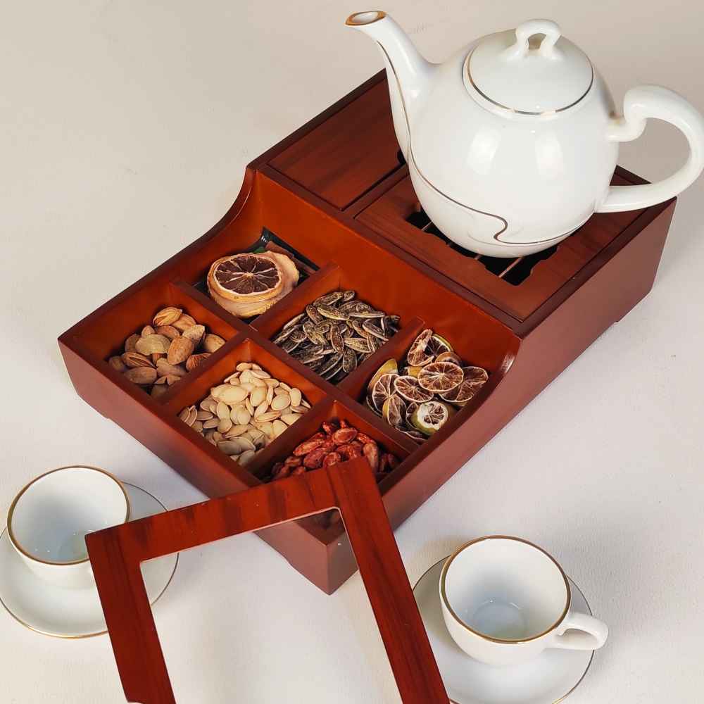 Boîte de Rangement pour Sachets de Thé en Bois avec Chauffe-Sachet Nafas