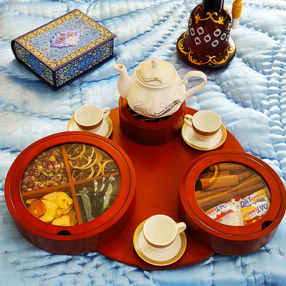 Boîte de Rangement pour Sachets de Thé en Bois avec Chauffe-Sachet Shahrzad