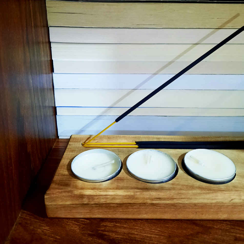 Porte-bougie en bois rustique décor de table persan Van Yakad