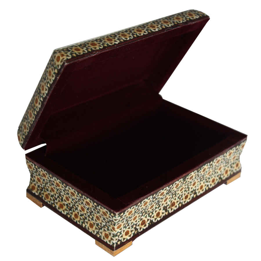 Boîte à bijoux en bois artisanale avec design persan Khatam – Bina