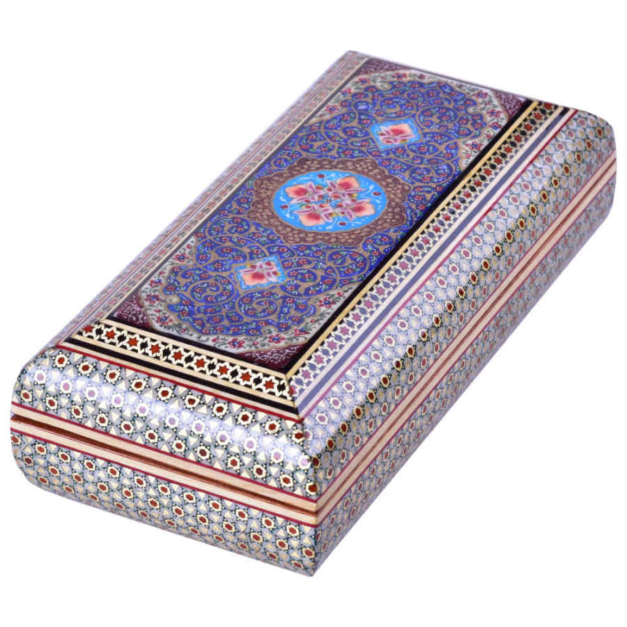 Boîte à bijoux en bois artisanale avec design persan Khatam - Borna