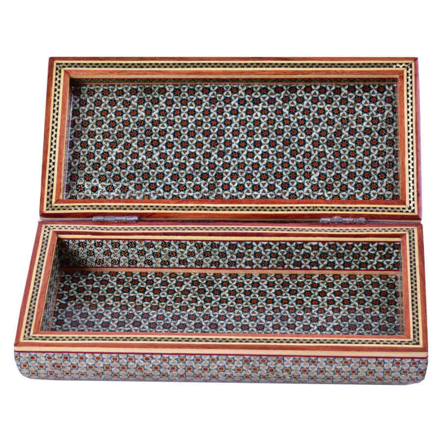 Boîte à bijoux en bois artisanale avec design persan Khatam – Borna