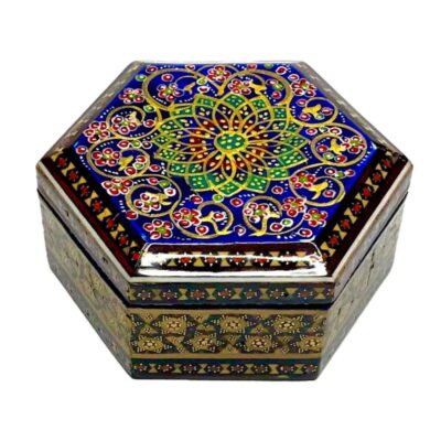 Boîte à bijoux en bois artisanale avec design persan Khatam – Hatam