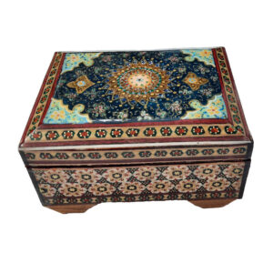 Boîte à bijoux en bois artisanale avec design persan Khatam – Javaher