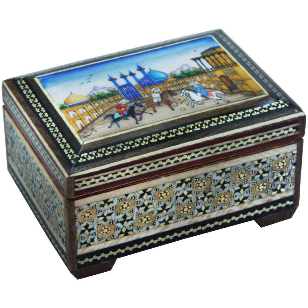 Boîte à bijoux en bois artisanale avec design persan Khatam - Naghsh Jahan