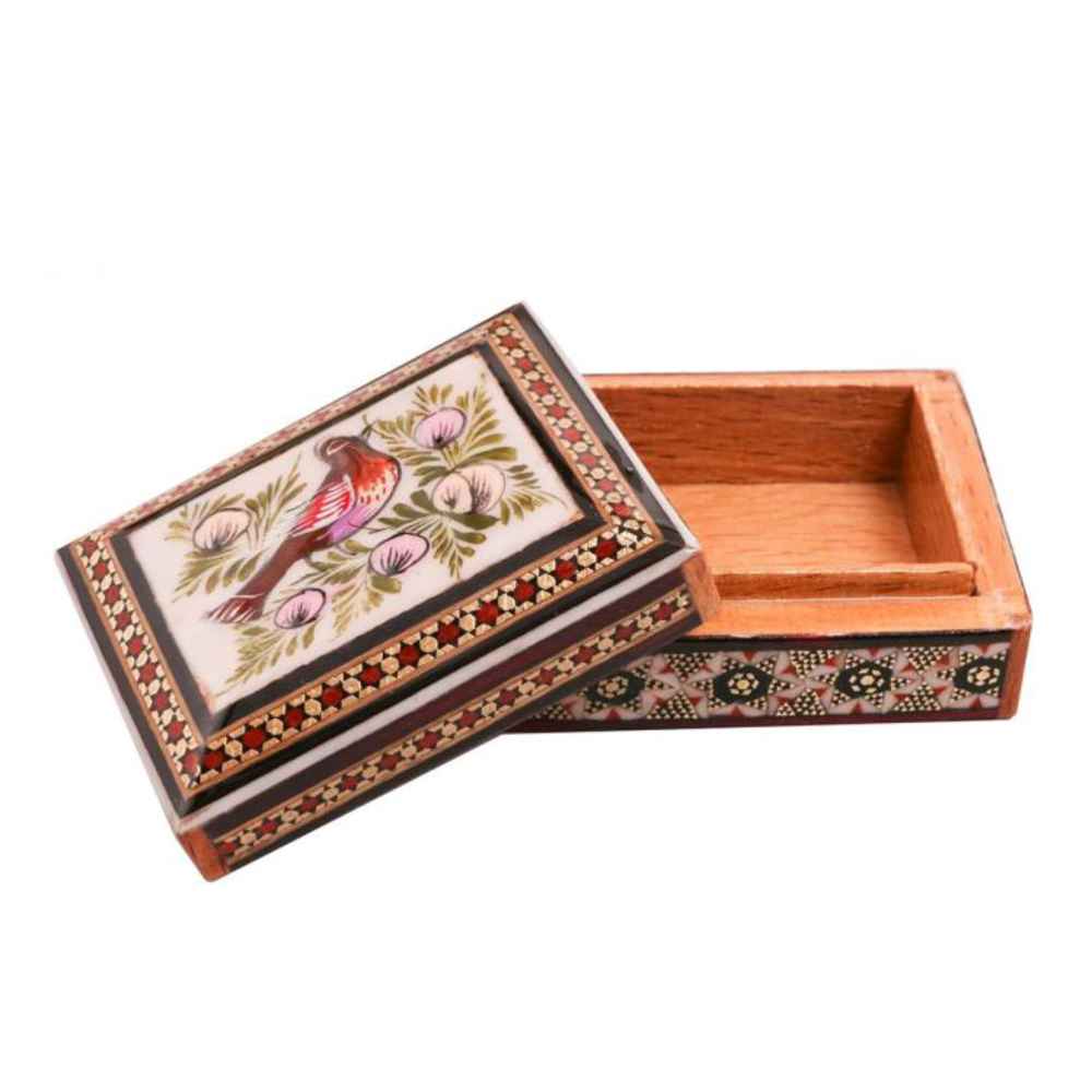 Boîte à bijoux en bois artisanale avec design persan Khatam – Narges