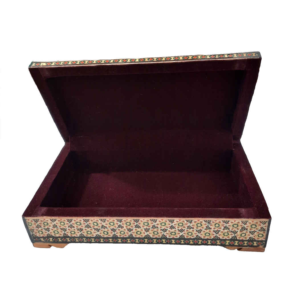 Boîte à bijoux en bois artisanale avec design persan Khatam – Nazanin