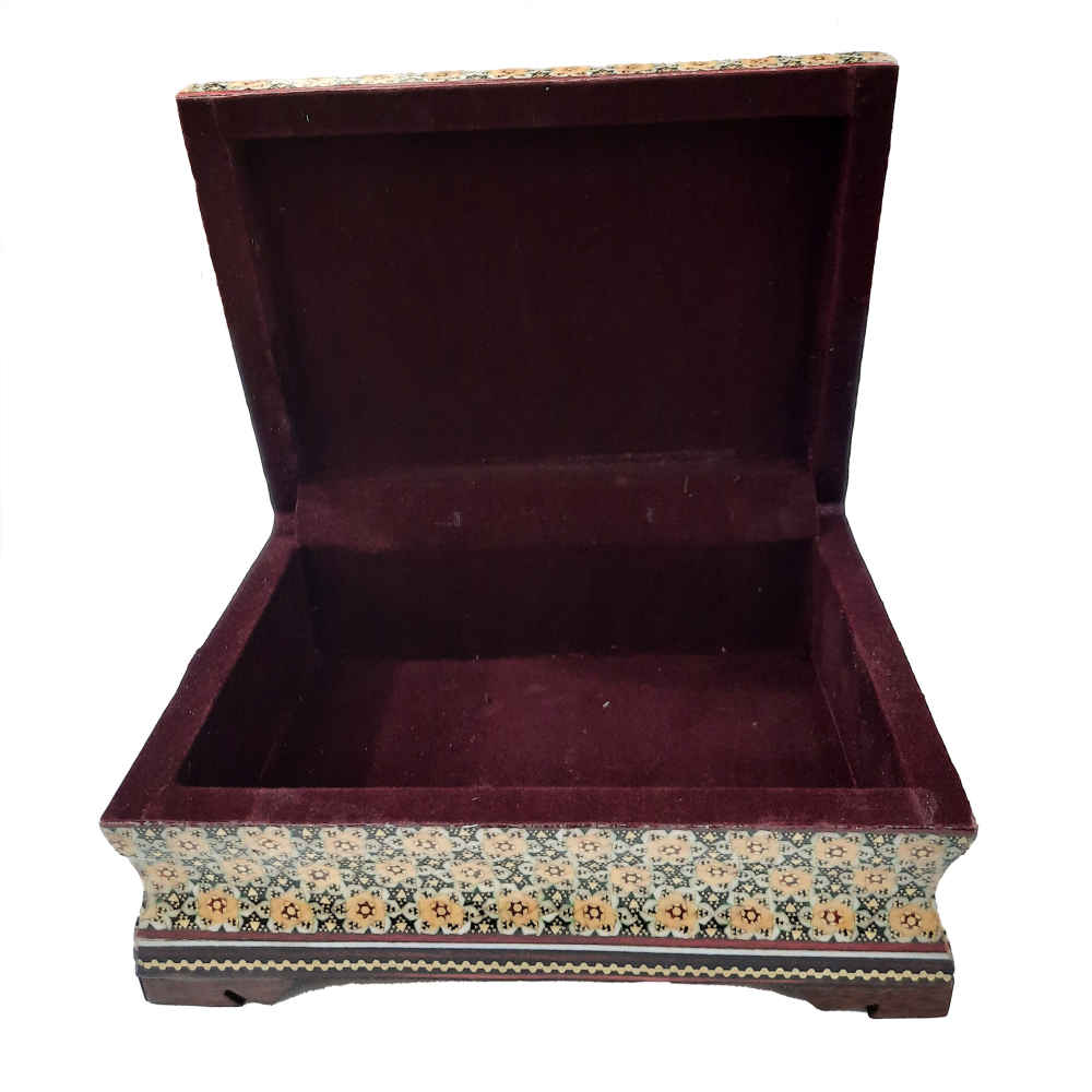 Boîte à bijoux en bois artisanale avec design persan Khatam – Paeez