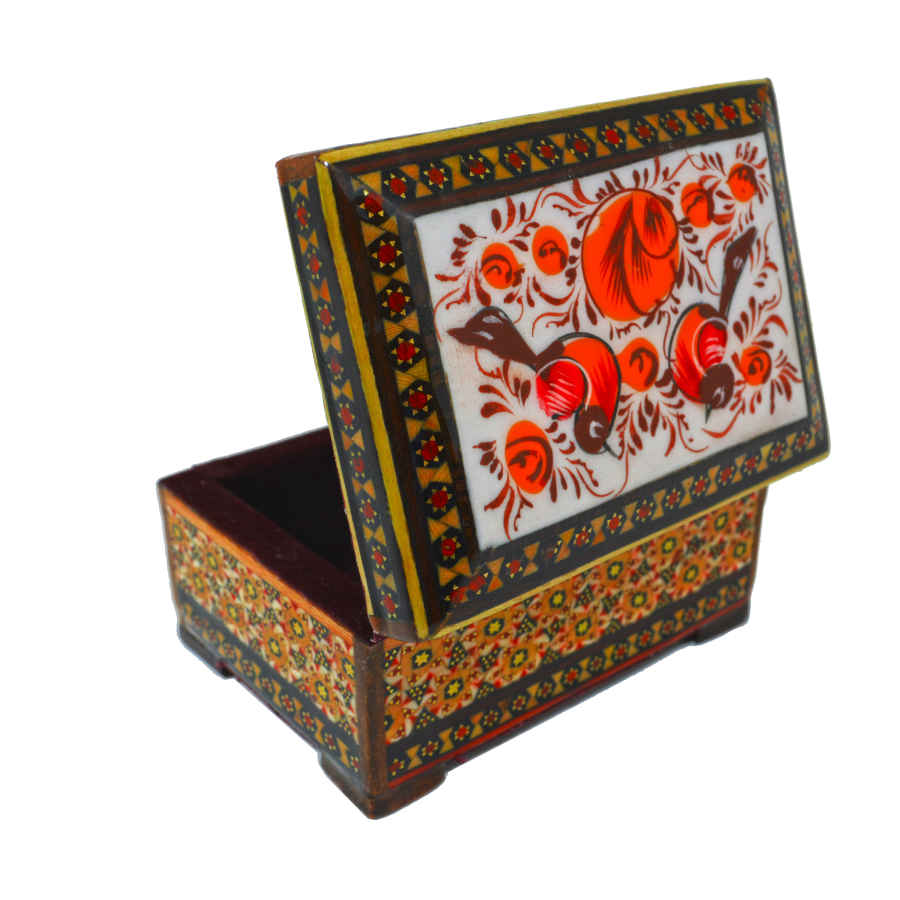 Boîte à bijoux en bois artisanale avec design persan Khatam – Parmis