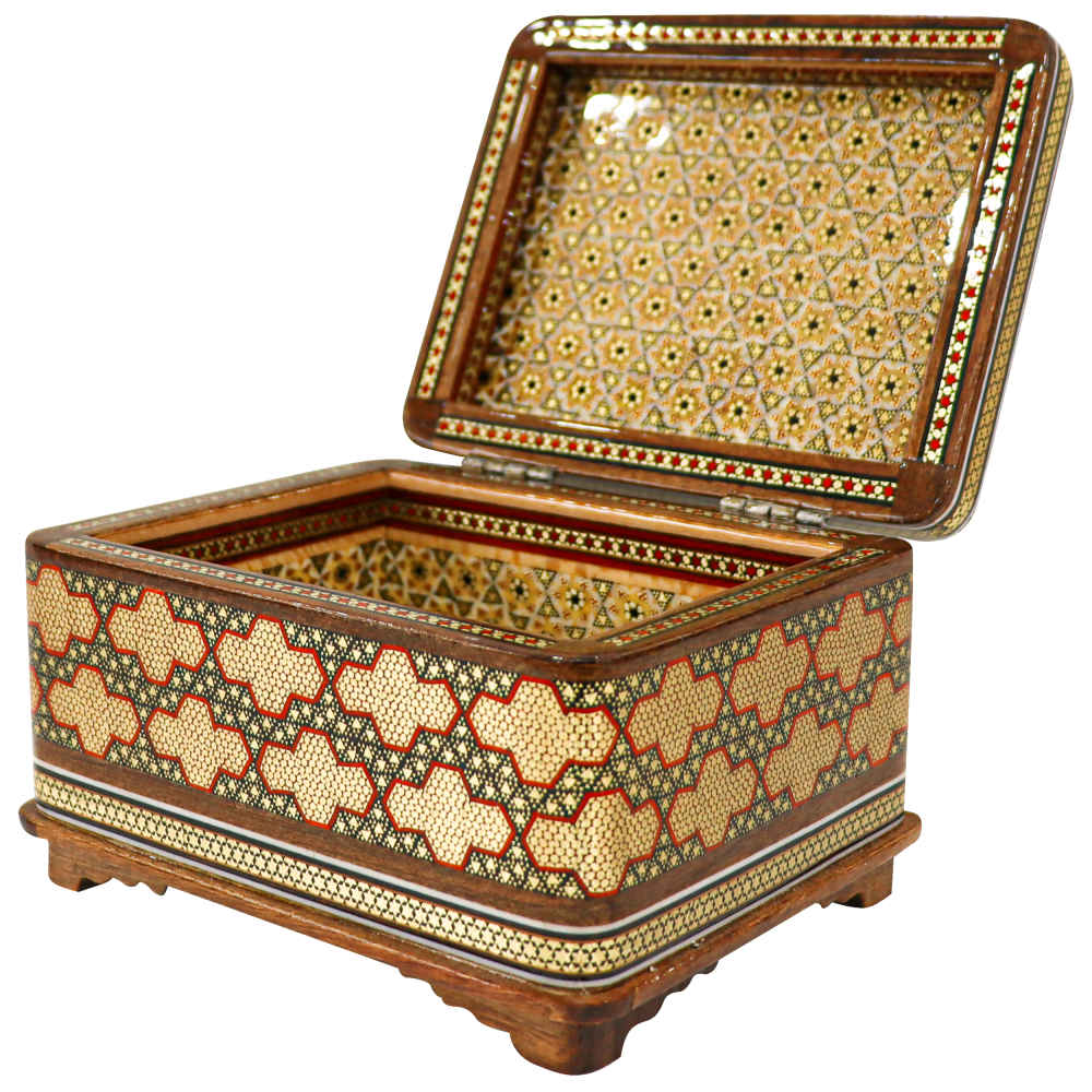 Boîte à bijoux en bois artisanale avec design persan Khatam – Rana