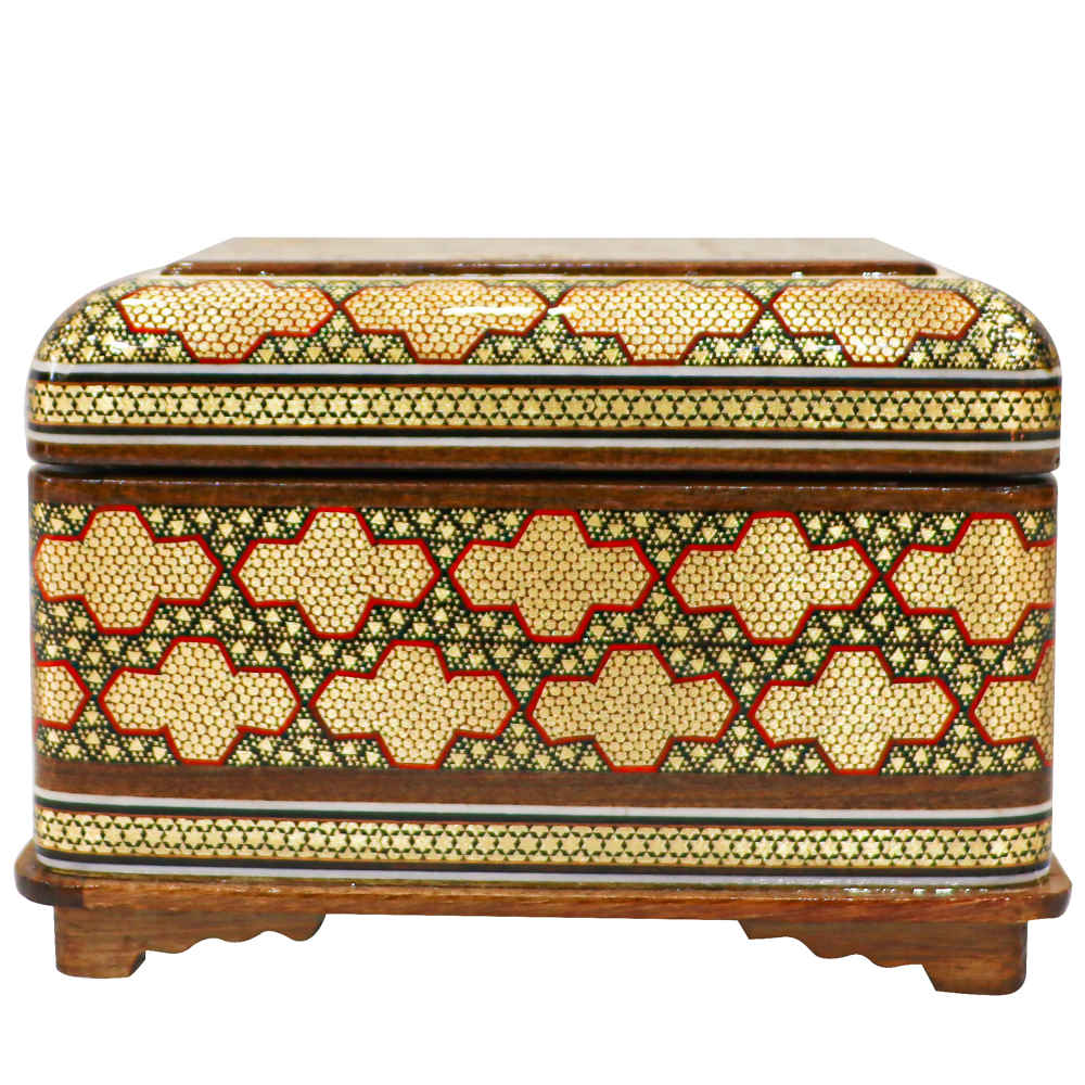 Boîte à bijoux en bois artisanale avec design persan Khatam - Rana