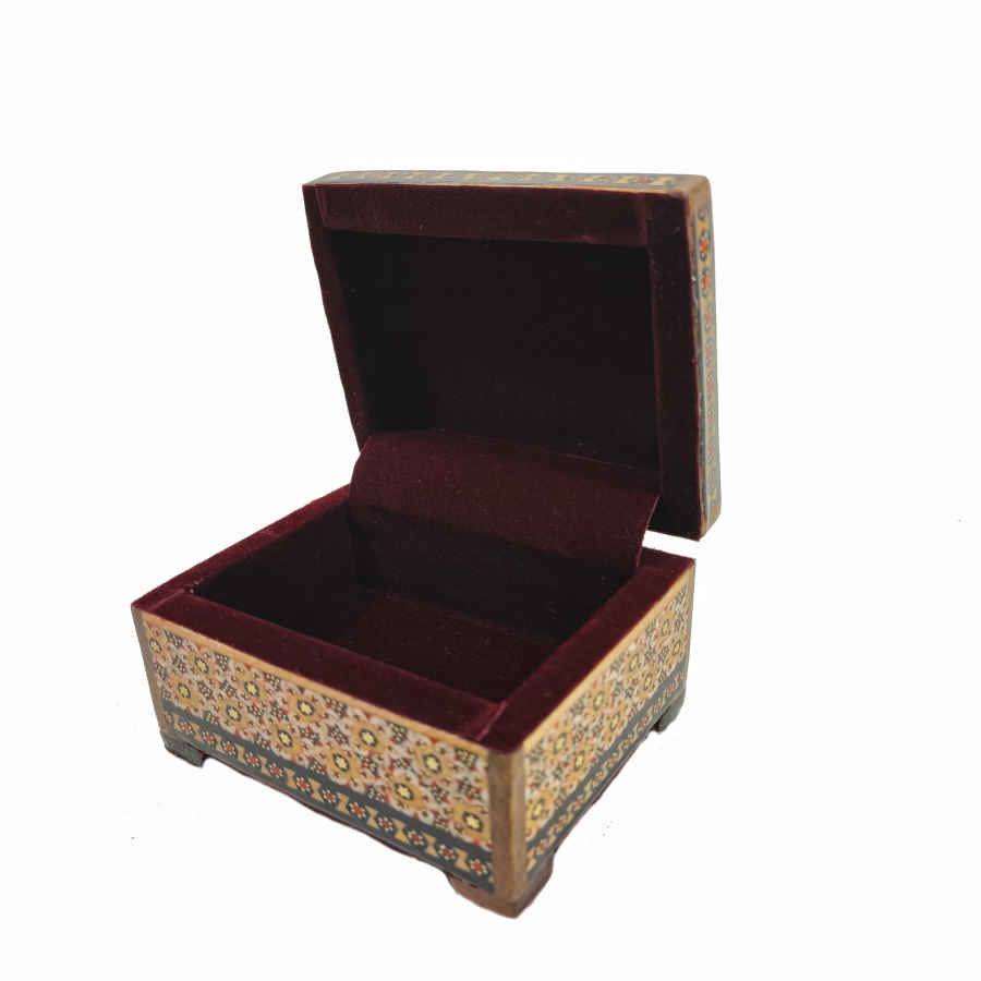 Boîte à bijoux en bois artisanale avec design persan Khatam – Roshan