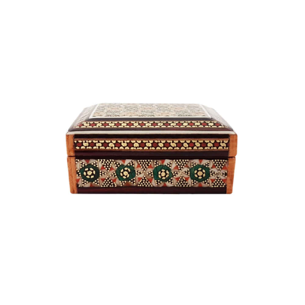 Boîte à bijoux en bois artisanale avec design persan Khatam - Royal