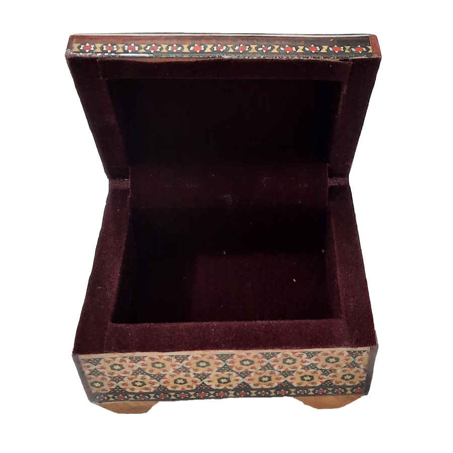 Boîte à bijoux en bois artisanale avec design persan Khatam – Soraya