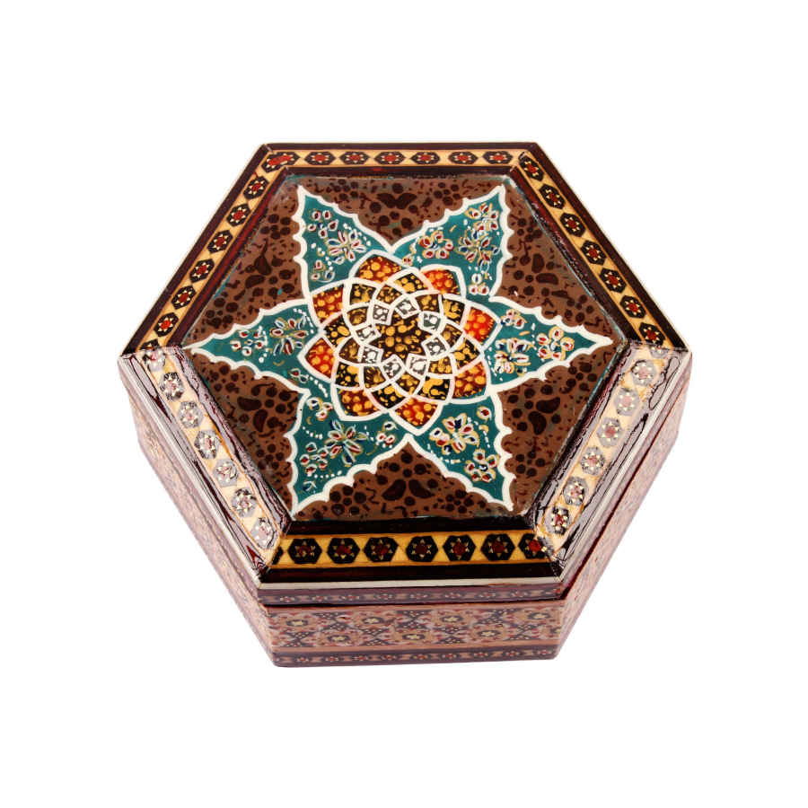 Boîte à bijoux en bois artisanale avec design persan Khatam - Vania