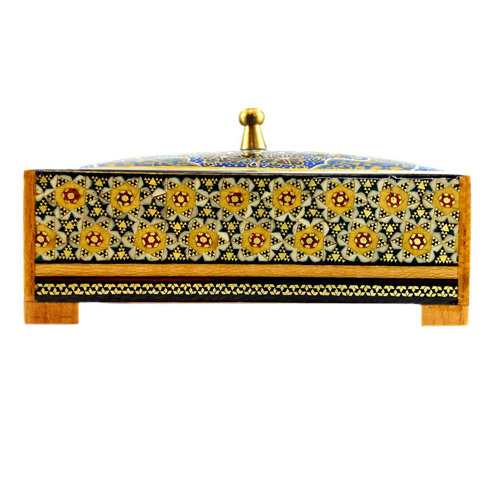 Boîte à bijoux en bois artisanale avec design persan Khatam – Yalda