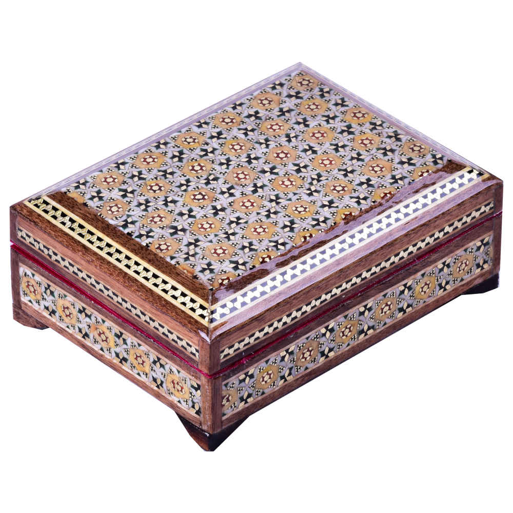 Boîte à bijoux en bois artisanale avec design persan Khatam - Atoosa