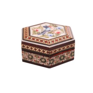 Boîte à bijoux en bois artisanale avec design persan Khatam – Azadeh