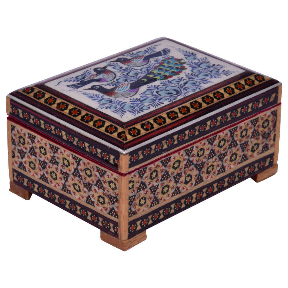 Boîte à bijoux en bois artisanale avec design persan Khatam - Parnia