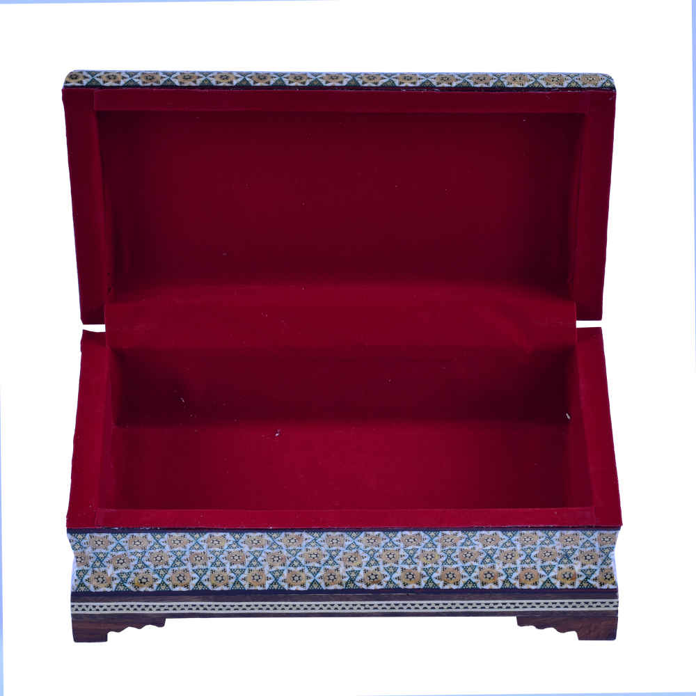 Boîte à bijoux en bois artisanale avec design persan Khatam – Setareh